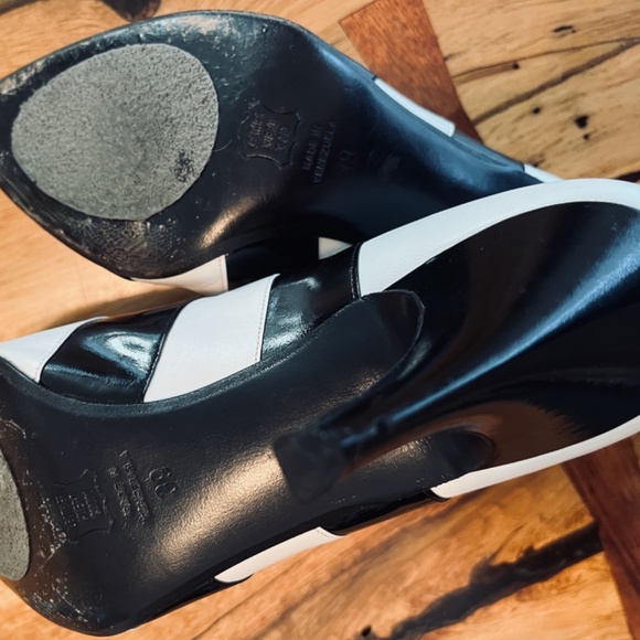 Vintage Christian Dior PVP3922 Pumps Euro 39 B&W Leather 60's - Picture 10 of 12